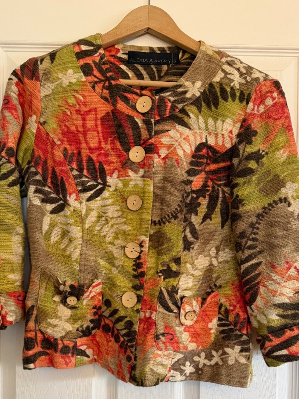 Alexis & Avery Women's Tropical Floral Button Front Jacket Size 6